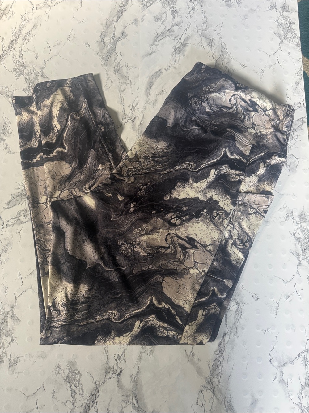 Zone Pro Activewear Leggings Black White Marble Size 2X